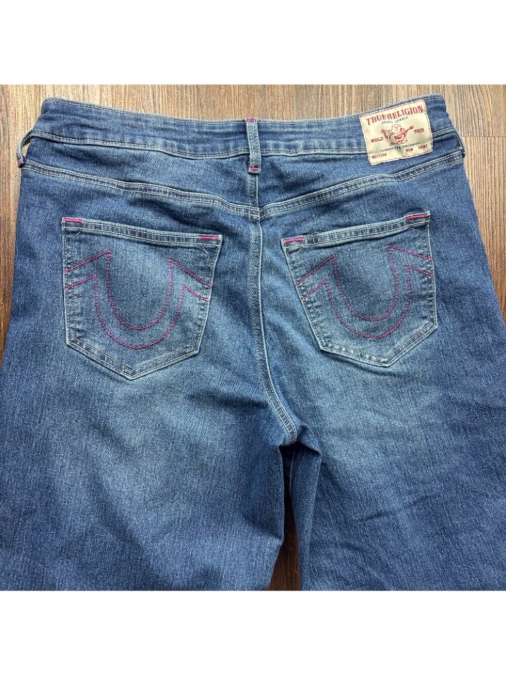 True Religion Bobbi Low Slung Baggy Wide Leg Jeans Medium Wash Size 32 - Picture 4 of 11